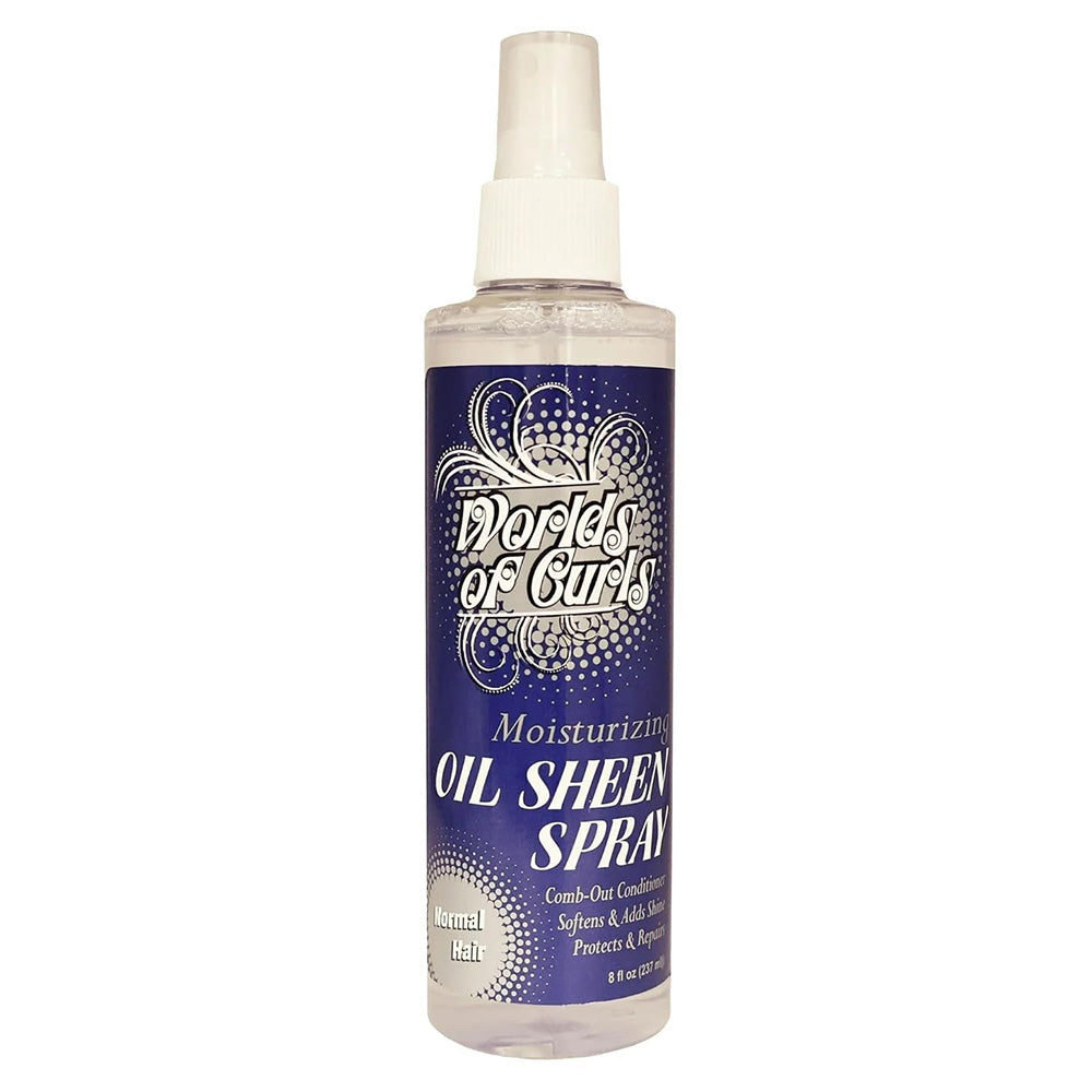 Worlds Of Curls Moisturizing Oil Sheen Spray Comb Out Conditioner 8Oz (237ml)
